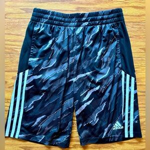 Adidas Boys Shorts Size Large 14/16 Black & Grey w/ White Stripes